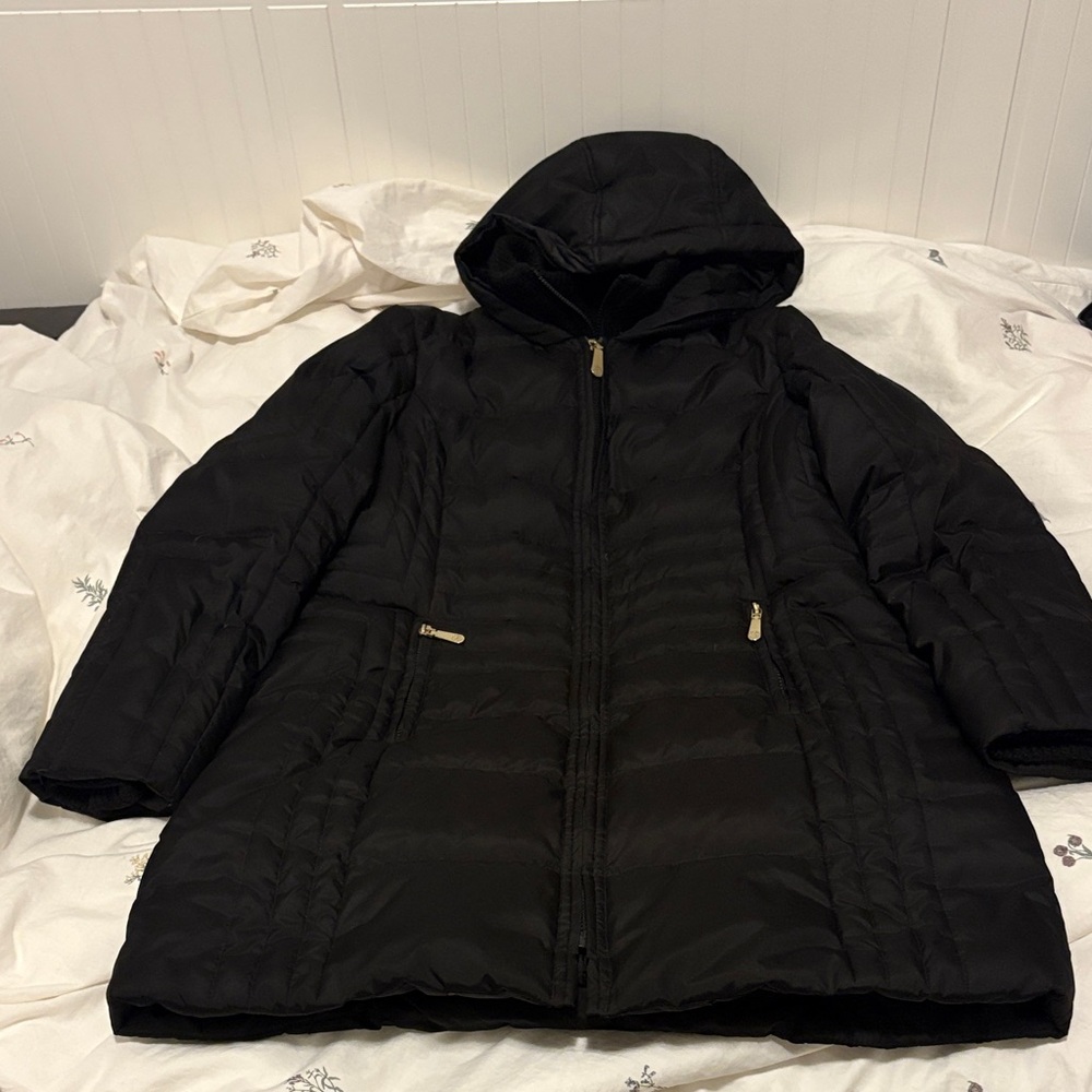 Vince Camuto Black Hooded Puffer Jacket